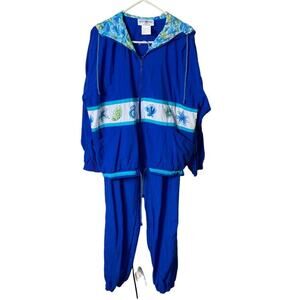 3 Piece Women's Vintage White Stag Tracksuit Windbreaker Grandmacore Beach Large